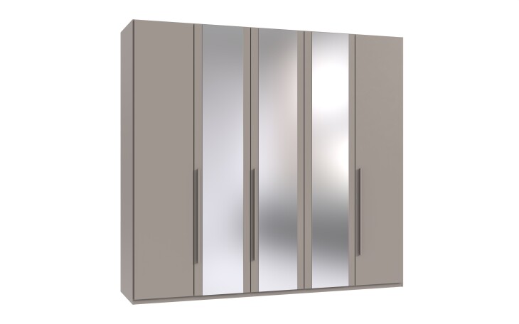 Drehtürenschrank >LONDON< in SAHARAGRAU / SPIEGEL - 225x208x58cm (BxHxT)