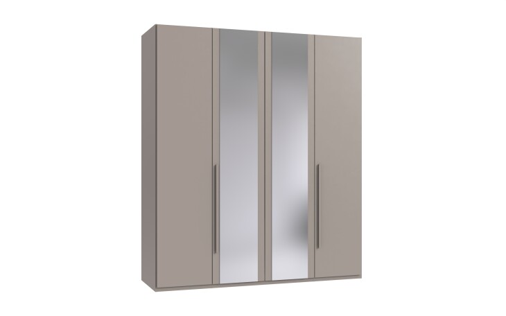 Drehtürenschrank >LONDON< in SAHARAGRAU / SPIEGEL - 180x208x58cm (BxHxT)