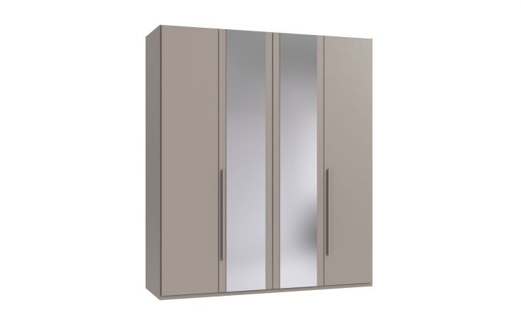 Drehtürenschrank >LONDON< in SAHARAGRAU / SPIEGEL - 180x208x58cm (BxHxT)