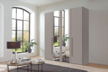 Drehtürenschrank >LONDON< in SAHARAGRAU / SPIEGEL - 180x208x58cm (BxHxT)