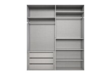Drehtürenschrank >LONDON< inkl. Inneneinteilung, SAHARAGRAU - 180x208x58cm (BxHxT)