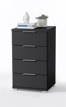 Nachtkommode >Nelli< (2er-Set) mit 4 Schubladen, in schwarz - 46x79x42 (BxHxT)
