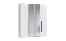 Drehtürenschrank >LONDON< in WEISS / SPIEGEL -...