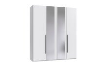 Drehtürenschrank >LONDON< in WEISS / SPIEGEL - 180x208x58cm (BxHxT)