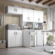 Waschmaschinenumbauschrank >Laundry< (4er-Set) in Weiß - 146x206x67 (BxHxT)