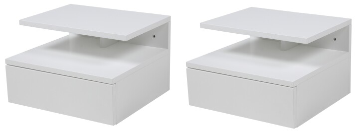 Nachtkonsole >Randers< (2er-Set) hängend, in weiss, MDF - 35x22,5x32cm (BxHxT)