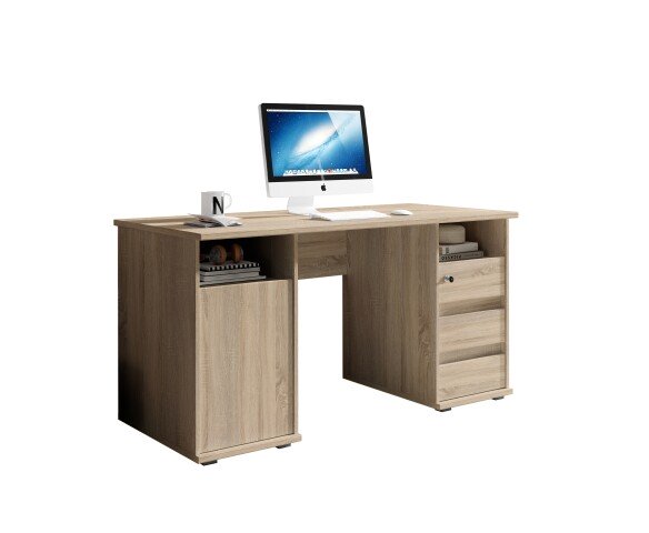 Schreibtisch >Primus 2< in Eiche Sonoma Dekor, Holzwerkstoff - 145x75x65 (BxHxT)