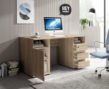 Schreibtisch >Primus 2< in Eiche Sonoma Dekor, Holzwerkstoff - 145x75x65 (BxHxT)