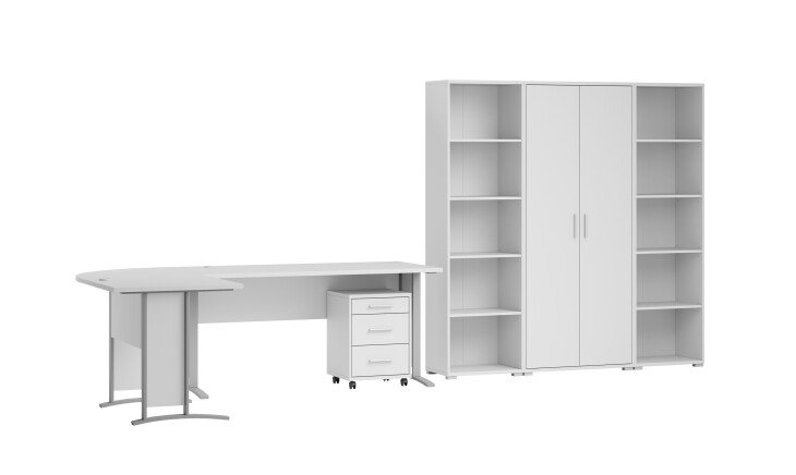 Büro-Set >Office Line< (3-tlg.) in Weiß, Holzwerkstoff - 220x186x170cm (BxHxT)