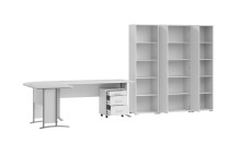 Büro-Set >Office Line< (3-tlg.) in Weiß, Holzwerkstoff - 220x186x170cm (BxHxT)