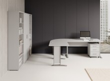 Büro-Set >Office Line< (3-tlg.) in Weiß, Holzwerkstoff - 220x186x170cm (BxHxT)