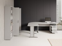 Büro-Set >Office Line< (3-tlg.) in Weiß, Holzwerkstoff - 220x186x170cm (BxHxT)