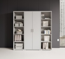 Büro-Set >Office Line< (3-tlg.) in Weiß, Holzwerkstoff - 220x186x170cm (BxHxT)