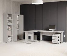 Büro-Set >Office Line< (3-tlg.) in Weiß, Holzwerkstoff - 220x186x170cm (BxHxT)