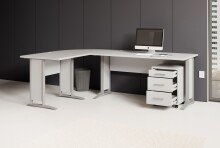 Büro-Set >Office Line< (3-tlg.) in Weiß, Holzwerkstoff - 220x186x170cm (BxHxT)