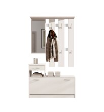 Kompaktgarderobe >Vera< (2-tlg.) in Weiß, Holzwerkstoff - 100x190x26cm (BxHxT)