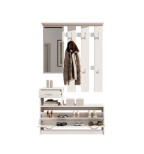 Kompaktgarderobe >Vera< (2-tlg.) in Weiß, Holzwerkstoff - 100x190x26cm (BxHxT)