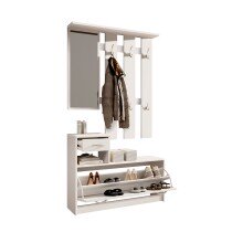 Kompaktgarderobe >Vera< (2-tlg.) in Weiß, Holzwerkstoff - 100x190x26cm (BxHxT)