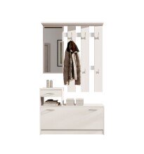 Kompaktgarderobe >Vera< (2-tlg.) in Weiß, Holzwerkstoff - 100x190x26cm (BxHxT)