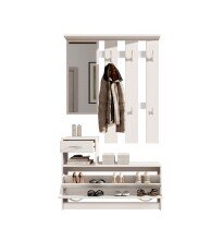 Kompaktgarderobe >Vera< (2-tlg.) in Weiß, Holzwerkstoff - 100x190x26cm (BxHxT)