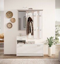 Kompaktgarderobe >Vera< (2-tlg.) in Weiß, Holzwerkstoff - 100x190x26cm (BxHxT)