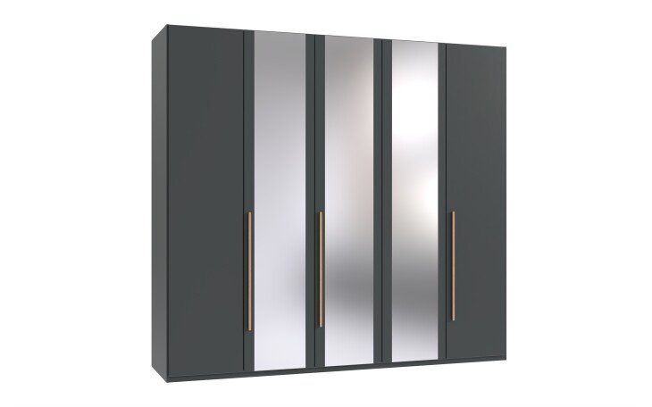 Drehtürenschrank >LONDON< in GRAFIT / SPIEGEL - 225x208x58cm (BxHxT)