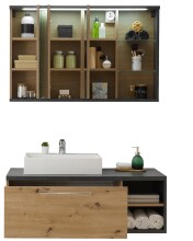 Badezimmer-Set >Nebraska< (2-teilig) Beton / Artisan Eiche Dekor - 110x190x53 (BxHxT)