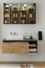 Badezimmer-Set >Nebraska< (2-teilig) Beton / Artisan Eiche Dekor - 110x190x53 (BxHxT)