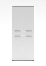 Aktenschrank >Santorin< in Weiß, Holzwerkstoff / Glas - 80x198x38cm (BxHxT)