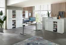 Aktenschrank >Santorin< in Weiß, Holzwerkstoff / Glas - 80x198x38cm (BxHxT)