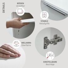 Aktenschrank >Santorin< in Weiß, Holzwerkstoff / Glas - 80x198x38cm (BxHxT)