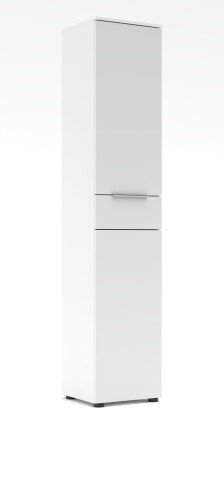 Aktenschrank >Santorin< in Weiß, Holzwerkstoff / Glas - 40x198x38cm (BxHxT)