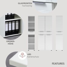 Aktenschrank >Santorin< in Weiß, Holzwerkstoff / Glas - 40x198x38cm (BxHxT)