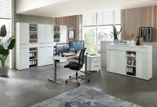 Aktenschrank >Santorin< in Weiß, Holzwerkstoff / Glas - 40x198x38cm (BxHxT)