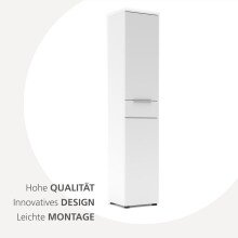 Aktenschrank >Santorin< in Weiß, Holzwerkstoff / Glas - 40x198x38cm (BxHxT)