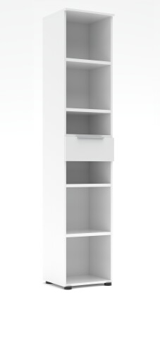 Aktenregal >Santorin< in Weiß, Holzwerkstoff / Glas - 40x198x38cm (BxHxT)