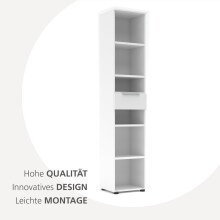 Aktenregal >Santorin< in Weiß, Holzwerkstoff / Glas - 40x198x38cm (BxHxT)