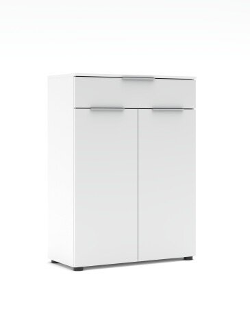 Aktenschrank >Santorin< in Weiß, Holzwerkstoff / Glas - 80x110x38cm (BxHxT)