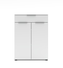 Aktenschrank >Santorin< in Weiß, Holzwerkstoff / Glas - 80x110x38cm (BxHxT)