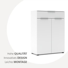 Aktenschrank >Santorin< in Weiß, Holzwerkstoff / Glas - 80x110x38cm (BxHxT)
