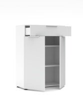 Aktenschrank >Santorin< in Weiß, Holzwerkstoff / Glas - 80x110x38cm (BxHxT)