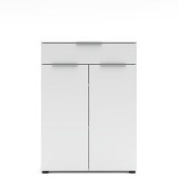 Aktenschrank >Santorin< in Weiß, Holzwerkstoff / Glas - 80x110x38cm (BxHxT)