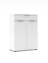 Aktenschrank >Santorin< in Weiß, Holzwerkstoff / Glas - 80x110x38cm (BxHxT)