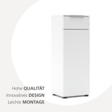 Aktenschrank >Santorin< in Weiß, Holzwerkstoff / Glas - 40x110x38cm (BxHxT)