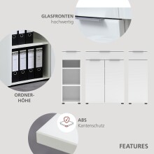 Aktenschrank >Santorin< in Weiß, Holzwerkstoff / Glas - 40x110x38cm (BxHxT)