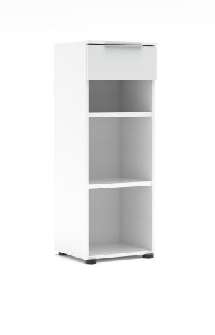 Aktenregal >Santorin< in Weiß, Holzwerkstoff / Glas - 40x110x38cm (BxHxT)