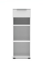 Aktenregal >Santorin< in Weiß, Holzwerkstoff / Glas - 40x110x38cm (BxHxT)