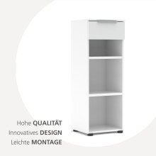 Aktenregal >Santorin< in Weiß, Holzwerkstoff / Glas - 40x110x38cm (BxHxT)