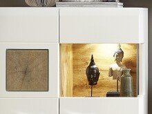 Wohnwand >Kathlin< (3-teilig) in Weiß matt / Eiche Dekor - 220x160x47 (BxHxT)