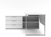 Eckschreibtisch >Santorin< in Weiß, Melamin - 180x77x160cm (BxHxT)